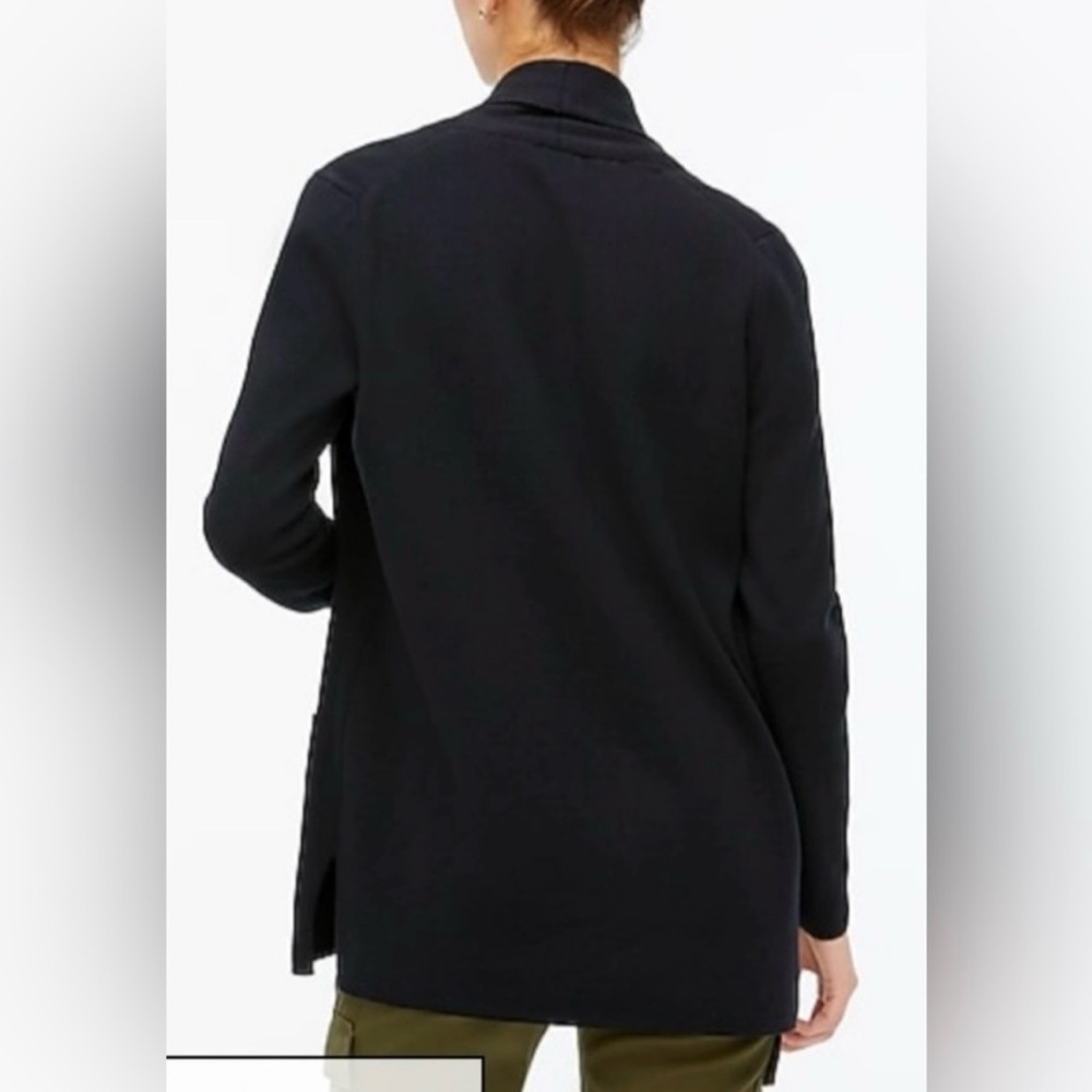 J. Crew Chelsea Sweater Blazer Black Size Medium Cotton Open Cardigan Long - Picture 2 of 10